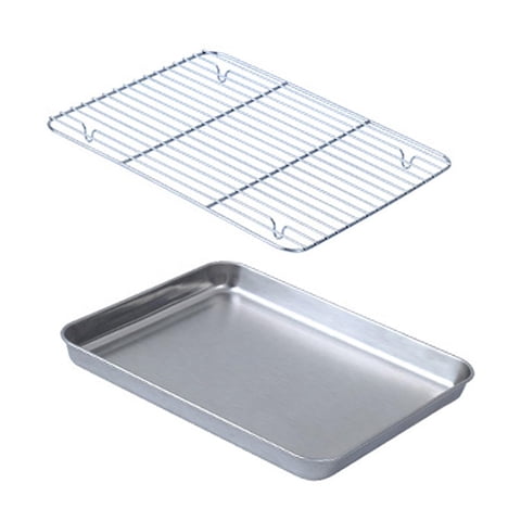 Bothyi - Bandeja Para Hornear Con Rejilla, Bandeja Para Galletas Duradera De Acero Inoxidable Para Restaurante, 28Cm X 23,5 Cm