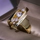 thumbnail image 2 of Creative Geometry Marquise Zircon 18K Gold Plated Ring For Men Women Party Banquet Jewelry Luxury Wide Band Wedding Ring, 2 of 2