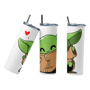 Sm - Termo Botella Térmica Baby Yoda Star Wars Mandalorian Blanco