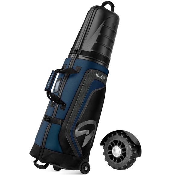 Bolsa de viaje de golf OutdoorMaster Airlines con ruedas, funda rígida azul