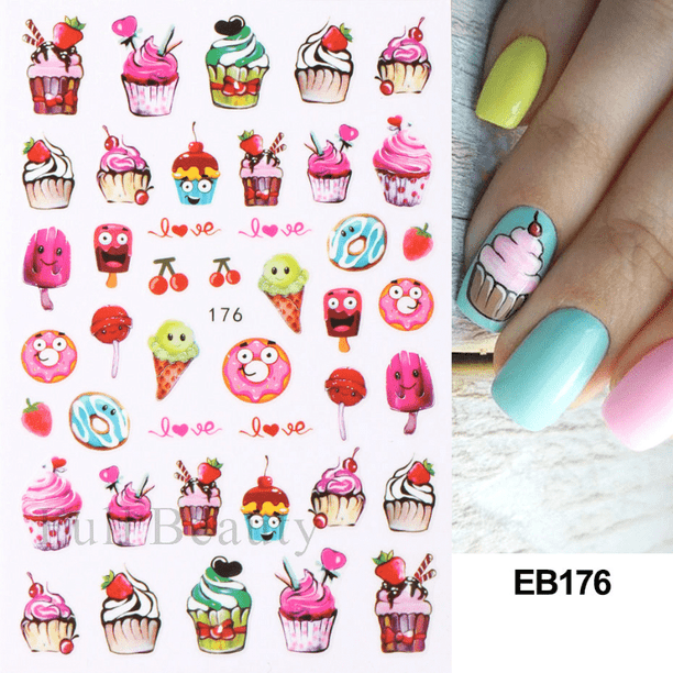 Evil Eye Snake Heart Nail Art Stickers, 3D Self Adhesive Flame Cute Animal Nail Art Decals Nail Decoration Accessories For Nail Art DIY