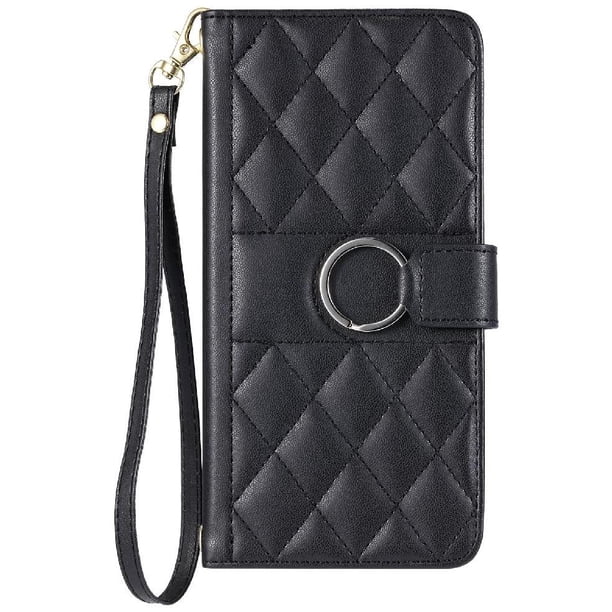 Funda Acolchada con Anilla y Correa para Samsung Galaxy S24 Plus Slots para Tarjetas Negro