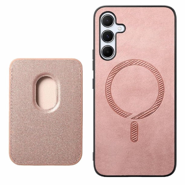 Funda de Cuero Magnética con Tarjetero para Samsung Galaxy A35 Cubierta Delgada Rosa