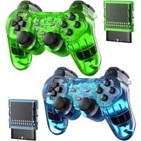 Genérico - Mando Inalámbrico Para Consola Ps-2, Gamepad Remoto Compatible Con Play 2 - Pack De 2-Verde Y Azul