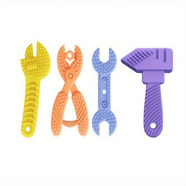 Baby Teething Toys for 0-6 Months & 6-12 Months - Freezer-Proof, BPA-Free Silicone, Hammer Wrench Pliers Shape - Perfect for Boys!
