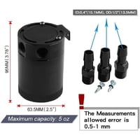 Xusx111 - Tanque De Depósito De La Lata De Captura De Aceite Universal De 3 Puertos Tanque De Depósito De La Lata De Captura De Aceite De Coche Negro, Compacto