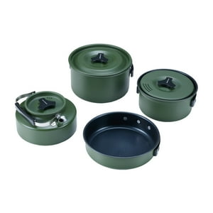 Terra Force - Set Ollas Aluminio Anti-Adherente 4 Piezas Verde Militar