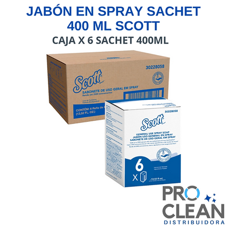 Jabon Spray Caja X 6 Sachet Scott 400 Ml