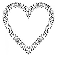 Rienda Libre Graphics - Decomural Love Heart Music Notes Ws-15521