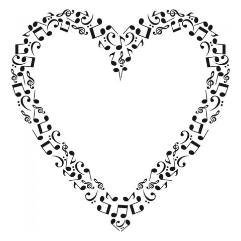 Rienda Libre Graphics - Decomural Love Heart Music Notes Ws-15521