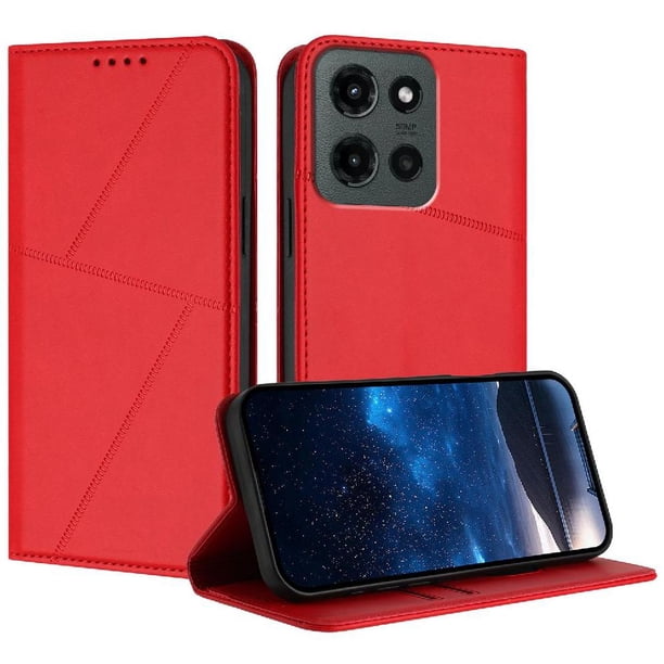 Funda Cartera Magnética para Motorola MOTO G Stylus 2025 Protección Antichoque con Ranuras Rojo