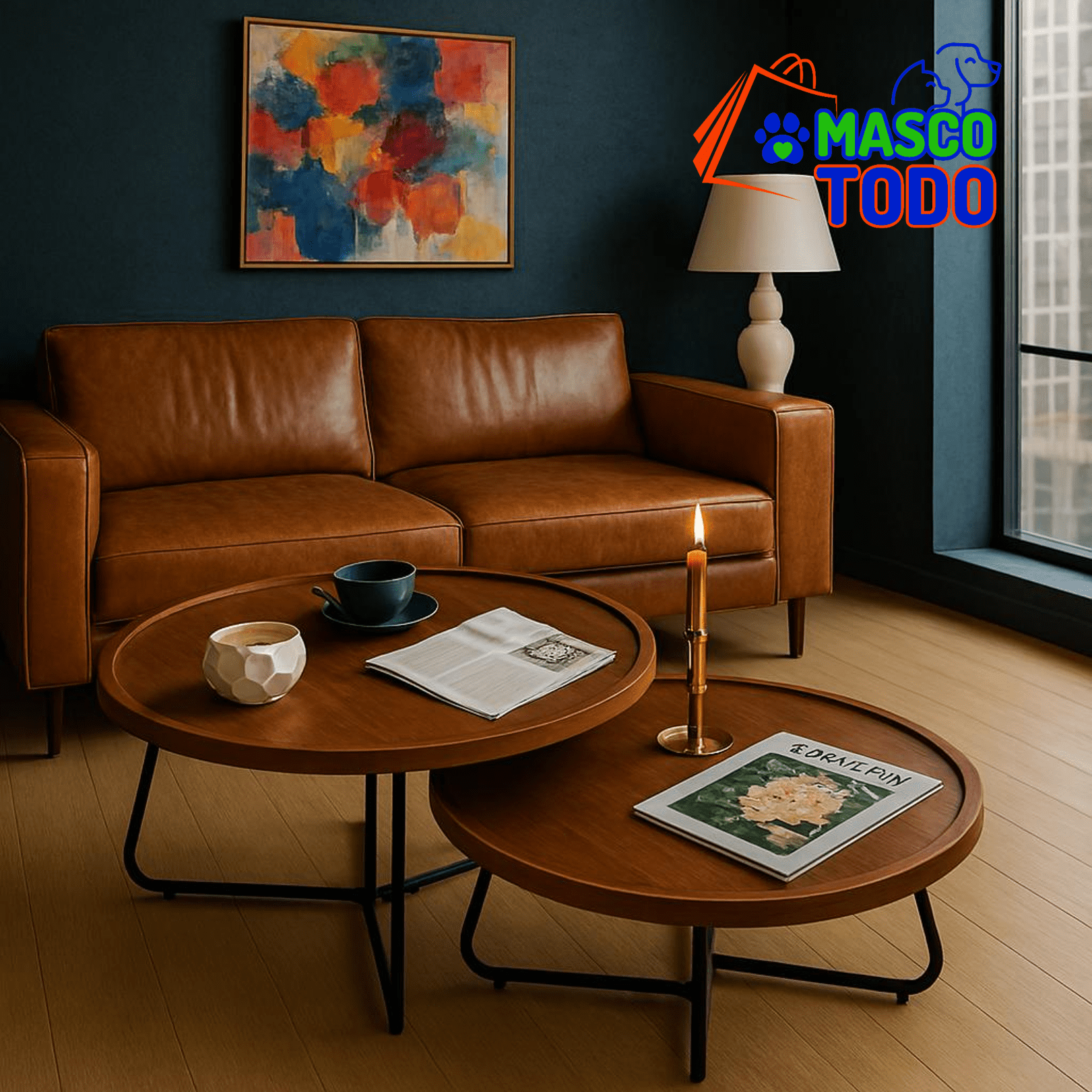 Genérico - Juego Mesas Centro Redonda Living Madera Moderna 80cm Y 60cm