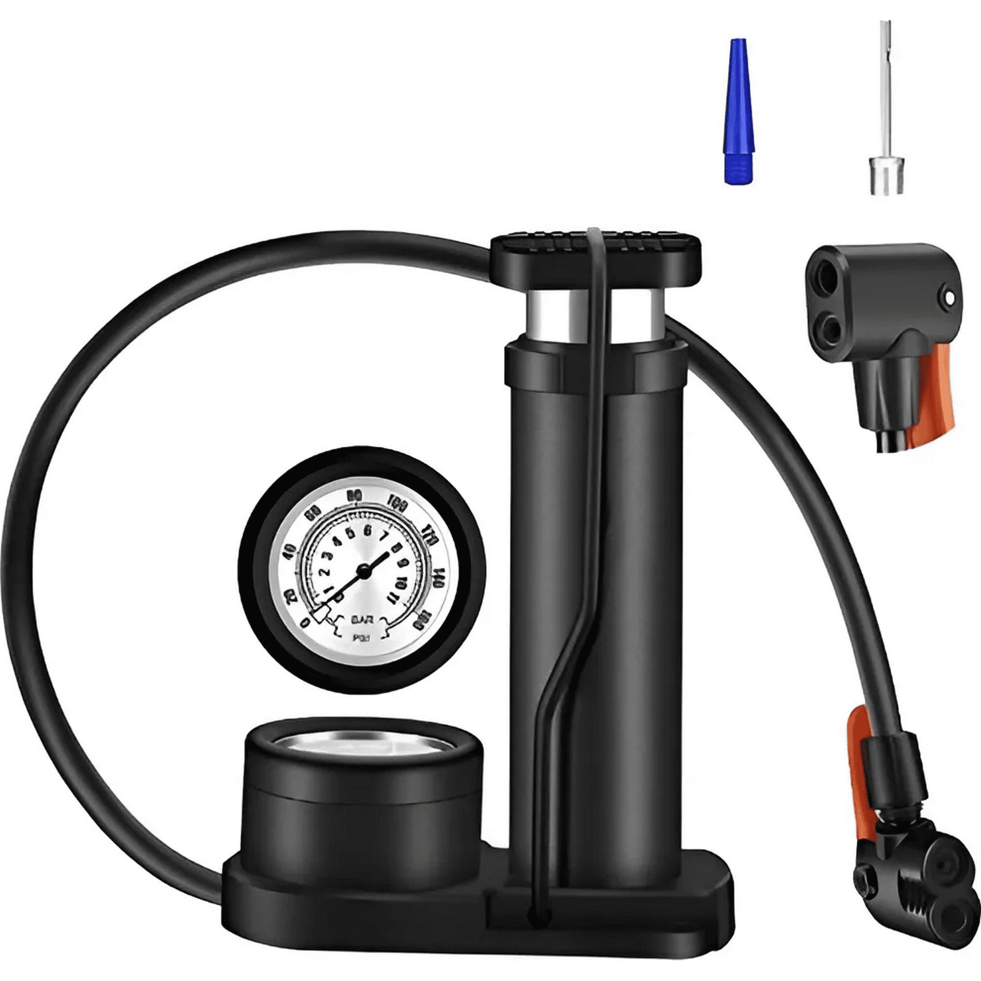 Genérico - Bombin Inflador Pie Portati Medidor Doble Válvula Bicicleta