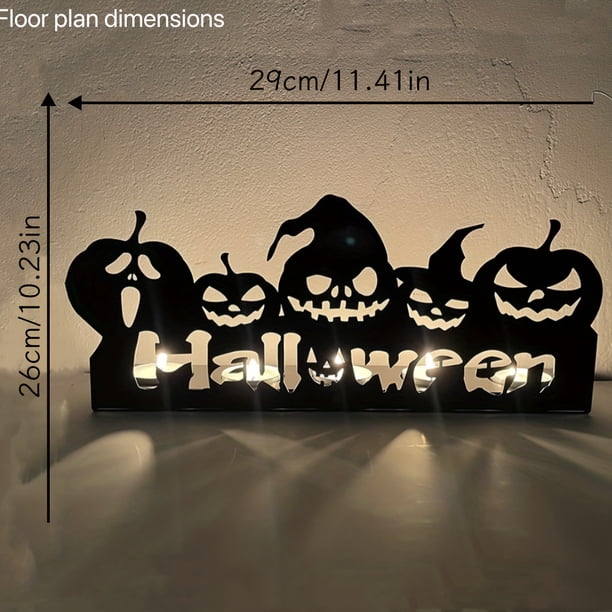 1pc Metal Iron Ghost Jack-o'-lantern Skeleton Candle Holder for Autumn Thanksgiving Halloween Harvest Festival - Luminous Atmosphere Props for Home Table Decor