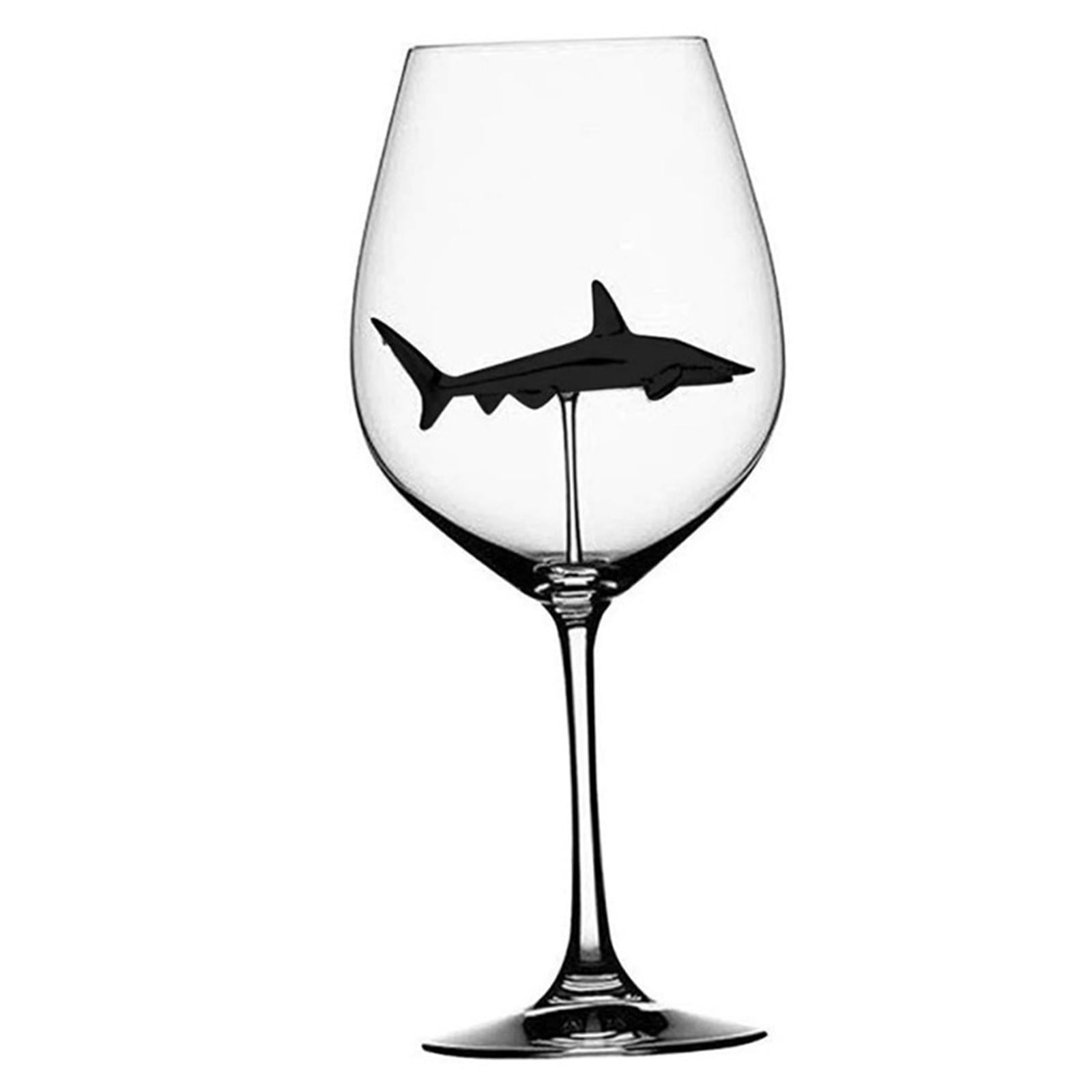 Magideal - Copas De Vino Transparentes De Tiburón Con Diseño Único De Tiburón, De 300ml Para Boda, Fiesta, Cumpleaños, Aniversario, Navidad , Gris 7.5x21cm