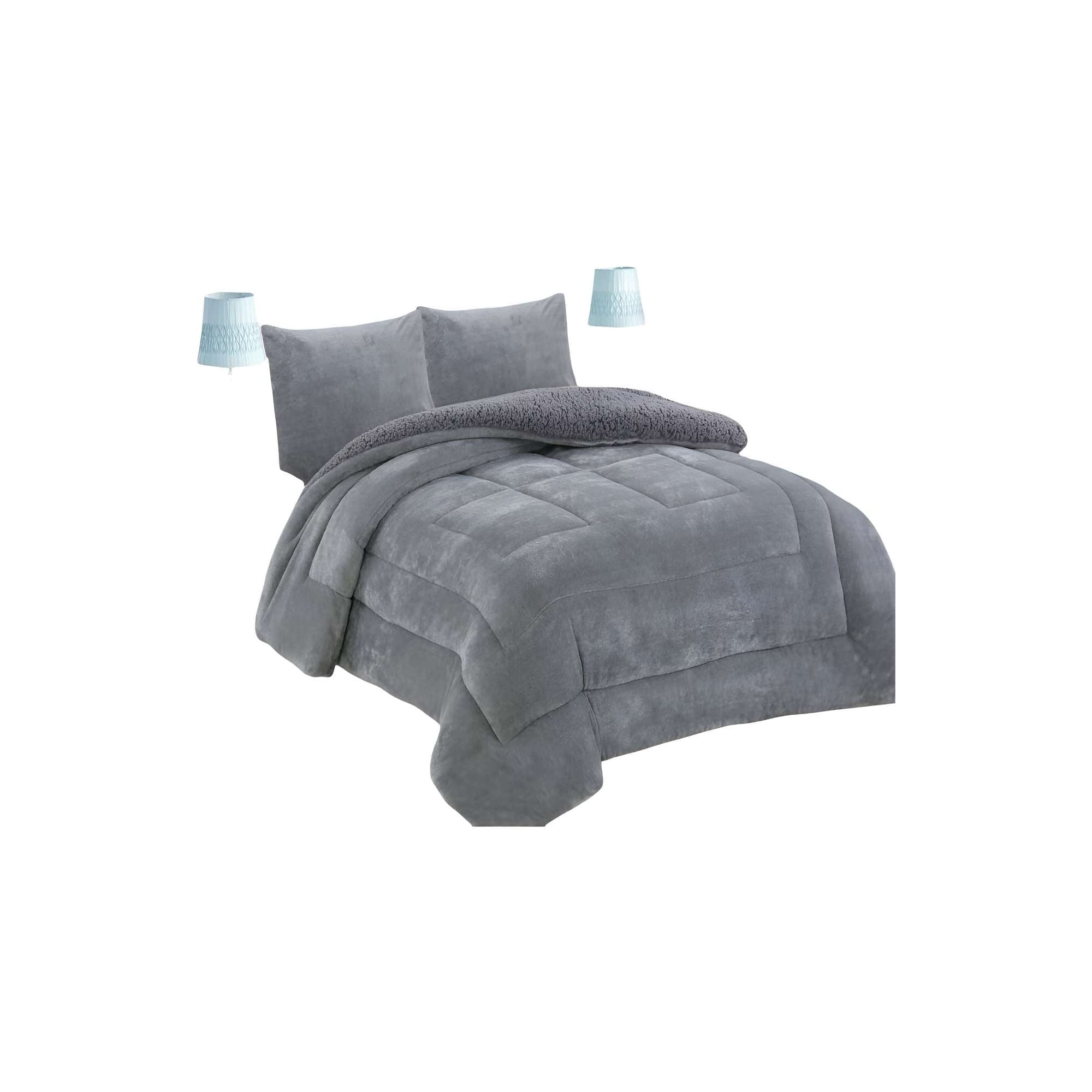 Genérico - Cobertor Sherpa 2 Plazas 230x250cm Gris B5