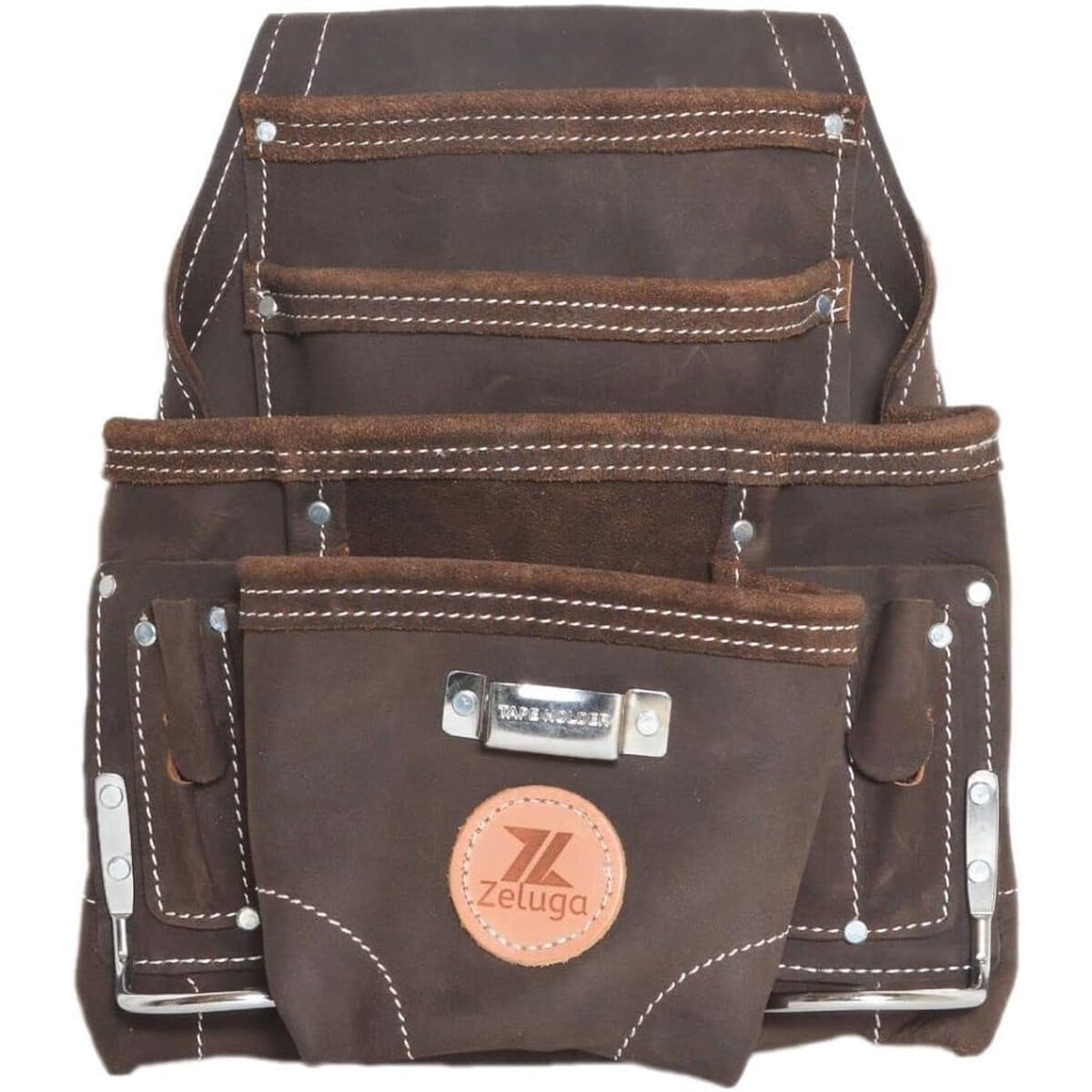Bolso Herramientas Cuero Zeluga 20148 10 Bolsillos Oil Tan