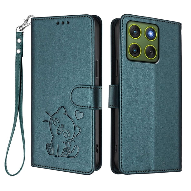 Carcasa Billetera de Cuero Sintético para Motorola Edge 70 5G, Verde Oscuro