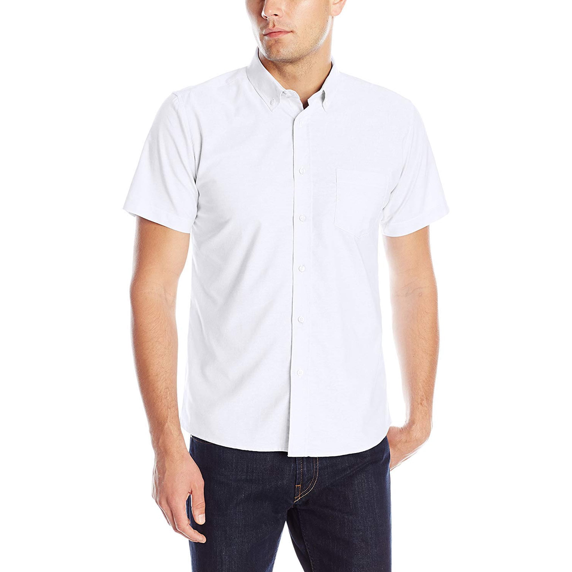 Camisa Izod Oxford De Manga Corta Con Botones Blanca 36-37 Us