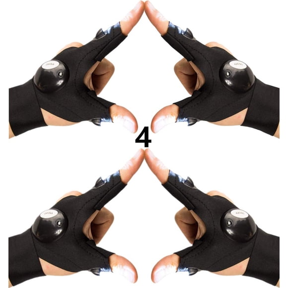 Guantes LED sin Dedos para Exterior, Paquete de 4 Piezas