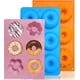 thumbnail image 1 of Molde de silicona para donas (3 unidades), antiadherente, con 12 patrones, para hornear donas de tamaño completo (azul, naranja y rosa), 1 of 4