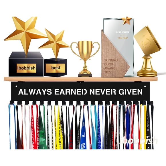 Estante expositor de trofeos y medallas iBobbish, blanco, 40 cm, con 20 ganchos
