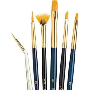 Set 6 Pinceles Princeton Mango Corto Pelo Taklon Dorado