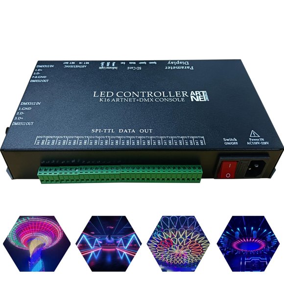 Controlador LED direccionable AUTUNEER 16 puertos 16384 píxeles K16 110‑220 V