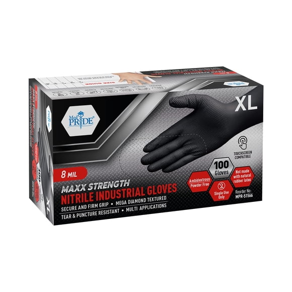 Guantes MED PRIDE Maxx Strength de nitrilo industriales, 8 mil, XXL