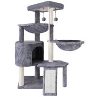 Árbol Para Gatos Smouatou Condo De Tres Niveles Con 2 Hamacas Gris