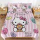 thumbnail image 2 of Comforter Set Queen Size Stripe Hello Kitty Set with 2 Pillowcases for All SeasonsBedding Set 3pcs for Kids Boys Girls Bedroom Decor Bed Sheets, 2 of 5