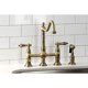 thumbnail image 3 of Grifo Kitchen Bridge Kingston Brass Heritage con pulverizador de latón, 3 of 9
