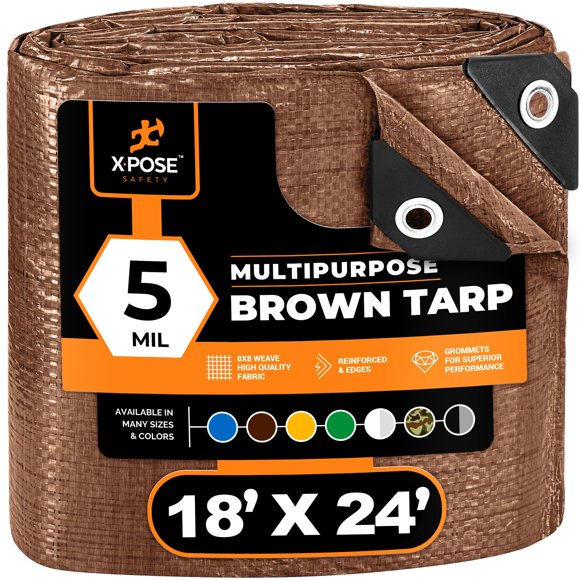 Funda protectora Xpose Safety Polylona marrón de 5 m de grosor, 5,5 x 7,3 m