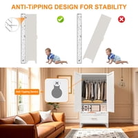 M&Ms - 60"" Tall Metal Wardrobe Cabinet With 1 Drawer And Hanging Rod, 2 Doors Wardrobe Closet With Shelf For Bedroom, Office, Laundry Room,Entryway ,Foyer,Guesthouse (White)