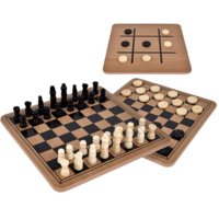 Pip Games - Juego De Mesa 3 En 1 Madera (Ajedrez-Damas-Tres En Línea)