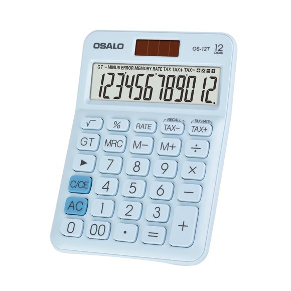 Calculadora pendancy LCD de 12 dígitos, botones grandes y alimentación dual