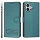 thumbnail image 2 of Funda de Cuero Tipo Billetera para Apple iPhone 16 Plus 6.7", con Tarjetero, Pulsera, Soporte a Prueba de Golpes con Relieve de Patrón Feliz, Verde, For iPhone 16 Plus, 2 of 8