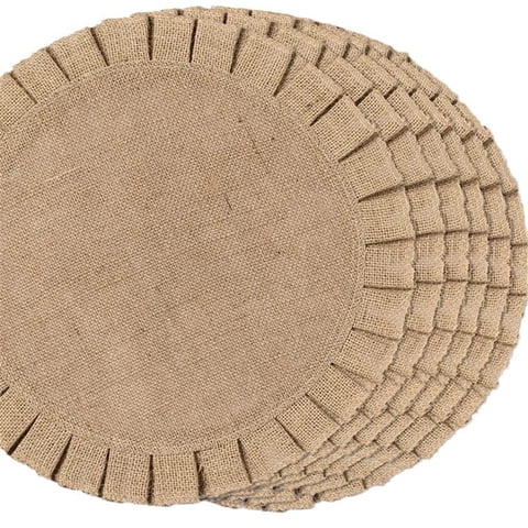 Xusx111 - Conjunto De Alfombras Redondas De 6 Alfombras Rústicas De Yute Para Mesas De Comedor Alfombras De Mesa De Granja Naturales Resistentes Al Calor Decoración Para Acción De Gracias (Marrón)