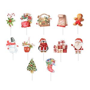 Bothyi - Adornos Para Cupcakes Navideños, Banderines Para Tartas, Decoraciones Para Galletas, Barras, Muffins