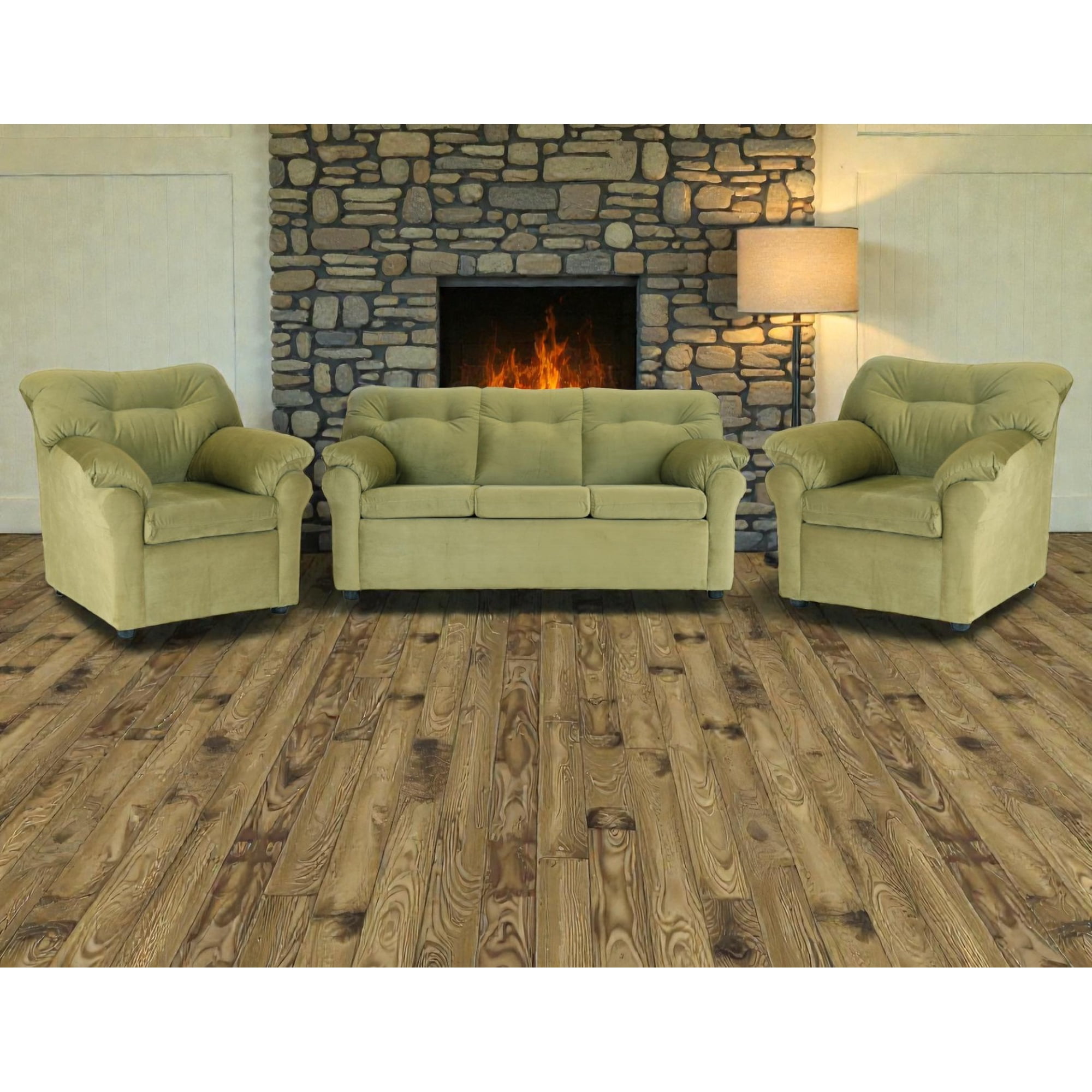 Muebles Altiro - Living Mateo 311 - Tela Felpa Verde Musgo