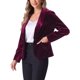 thumbnail image 4 of INSPIRE CHIC Blazer de Terciopelo para Mujer Color Sólido Cuello Chal Una Botón Traje de Trabajo S Rojo Oscuro, 4 of 5