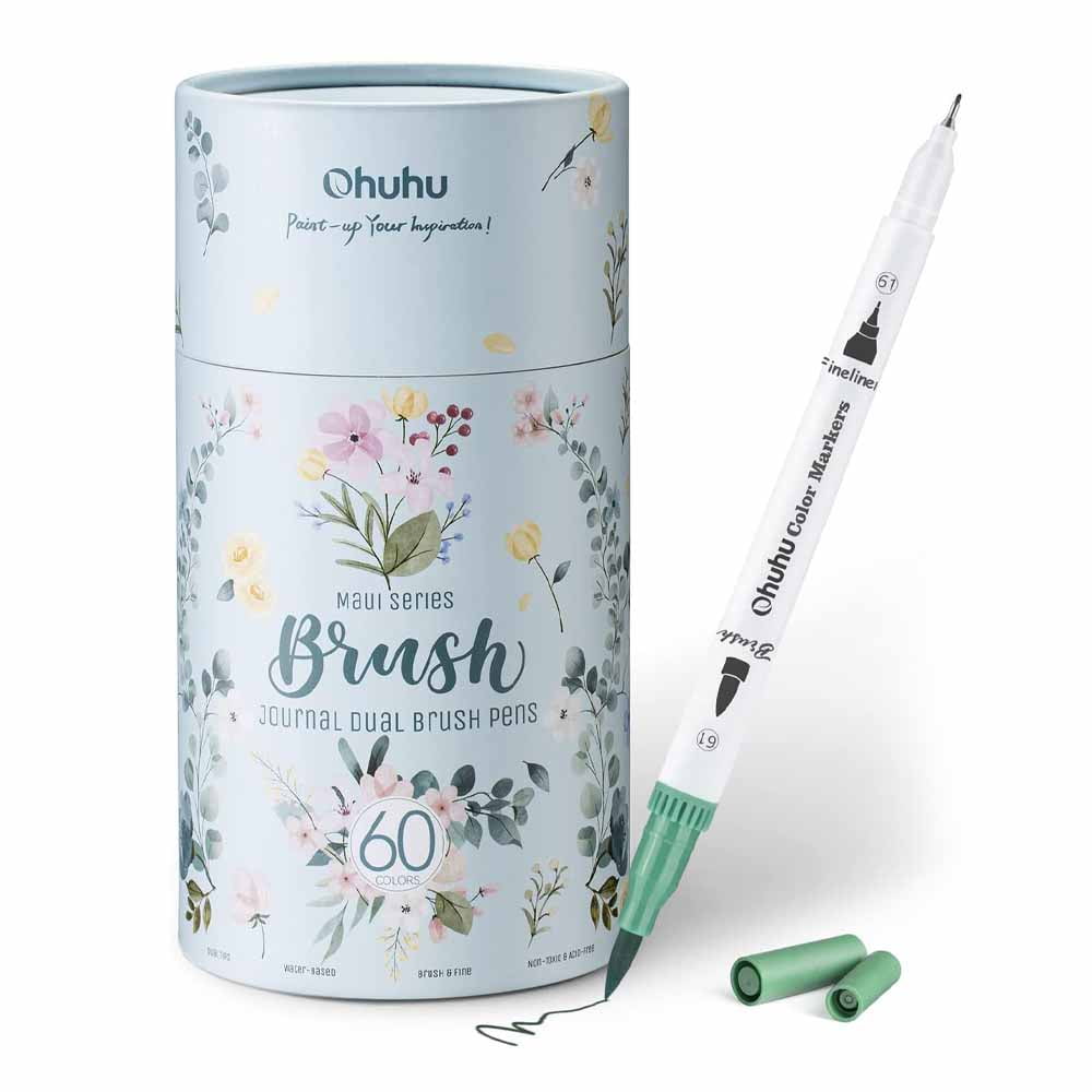 Ohuhu Maui 60 Marcadores A Base De Agua, Pincel Y Fineliner