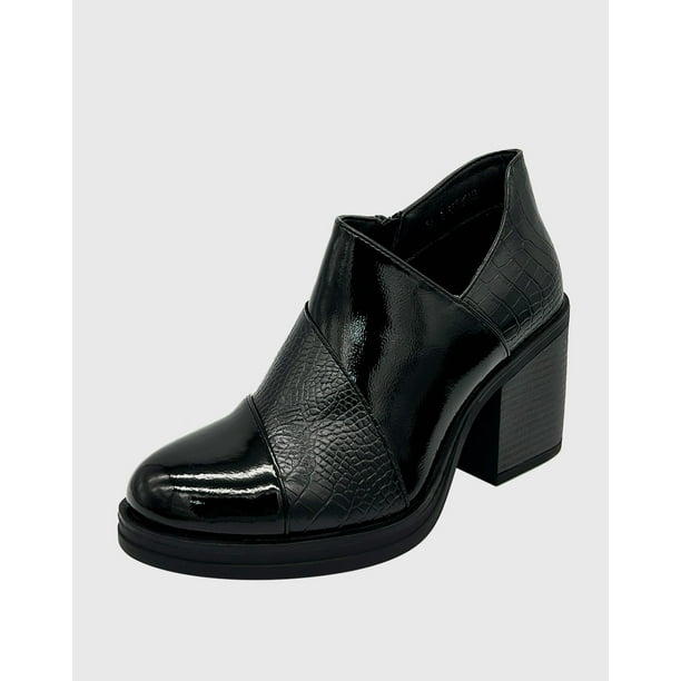 Botin para mujer charol con taco Negro