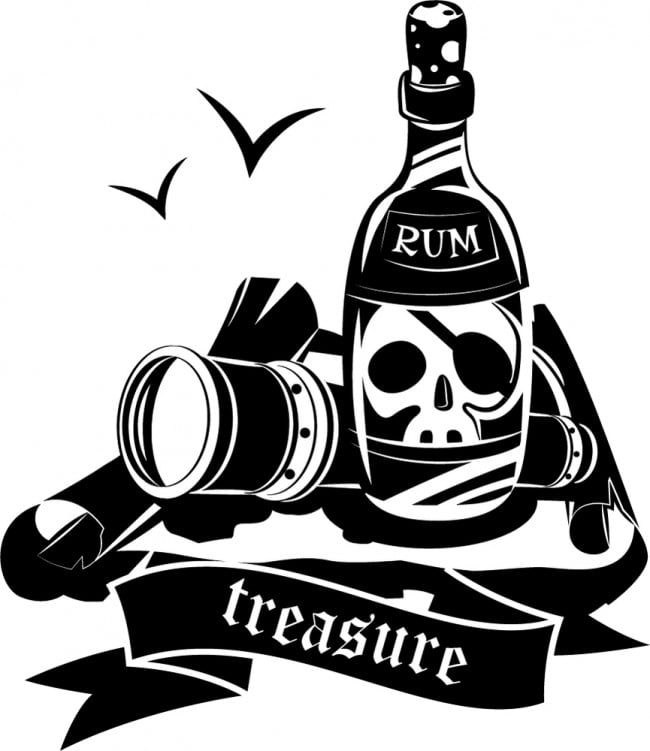 Rienda Libre Graphics - Decomural Pirate Treasure, Rum & Skull Ws-46797