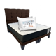 thumbnail image 1 of Cama Dos Plazas con Colchon + Pack de Almohadas Tapizado en Lino Chocolate Oscuro, 1 of 6