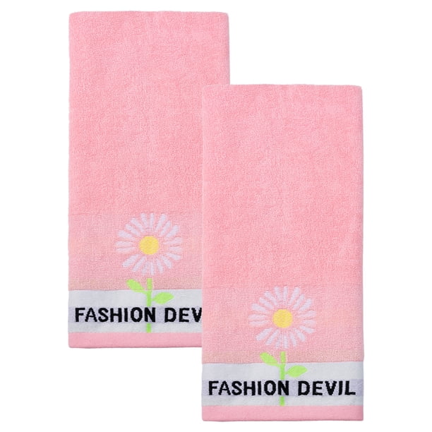 REGALWOVEN Toallas de Mano Jacquard Daisy 29" x 13", Toallas Decorativas Absorbentes Florales para el Hogar, Baño, Cocina Rosa 2pk