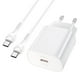 thumbnail image 1 of Cargador Hoco N22 PD25W cable Tipo C a Tipo C Blanco, 1 of 3