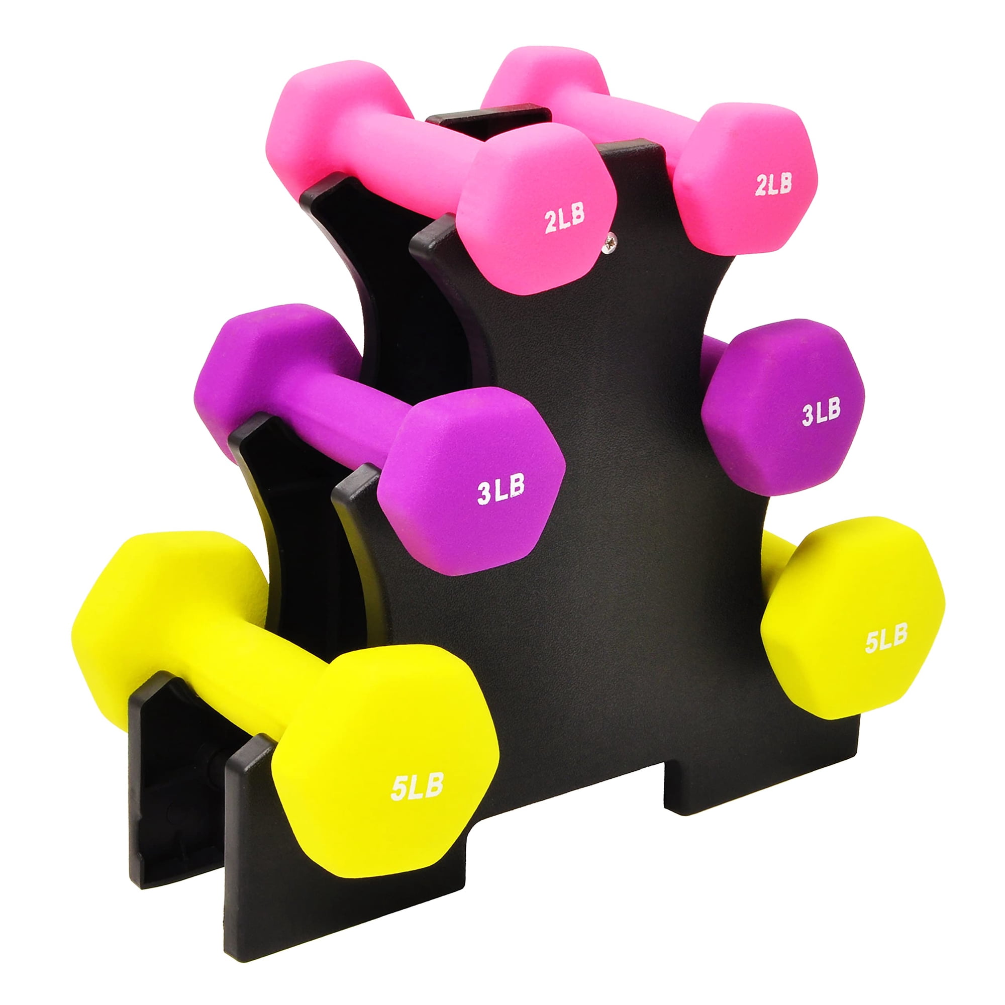 Juego De Mancuernas De Neopreno Fitvids De 1 A 2 Kg Con Soporte