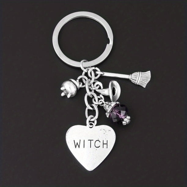 1pc Halloween Witch Broomstick Keychain - Metal Key Ring for Purse, Bag, Backpack, Car - Perfect Cosplay Party Favor and Gift