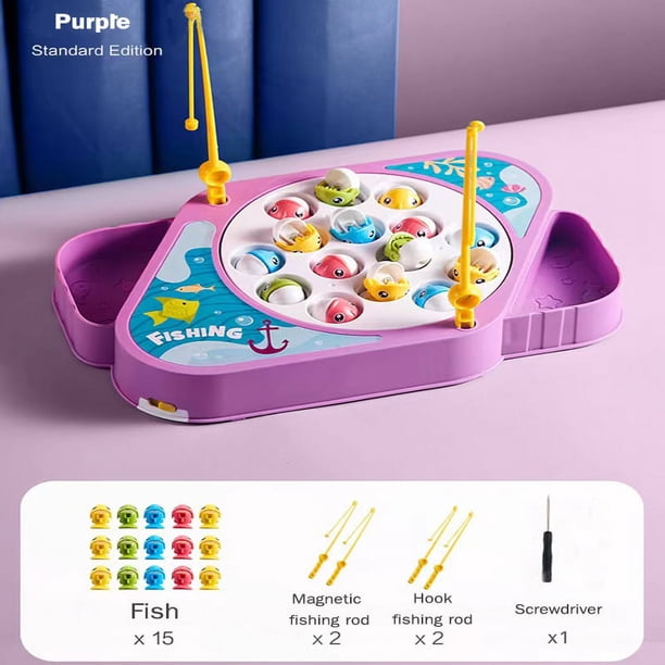 Kids Electric Musical Rotating Fishing Toy Magnetic Fishing Game Simulation Fishing Experience Boy Girl Toy Game Gift For Kids